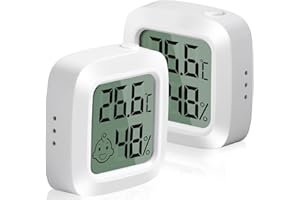 Vinabo - Termómetros pequeños para interiores digitales (2 piezas, alta precisión, con indicador de confort, para oficina, dormitorio de bebé, vestuario