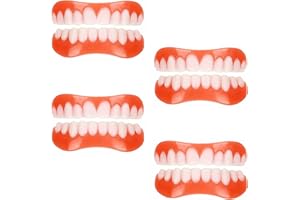MATSIZEN 4 Pares de Dentadura de Silicona,Dientes Postizos Temporales,Carillas Dentales,Dentaduras Postizas Ajustables,Adecuados para Hombres y Mujeres para Corregir Temporalmente Problemas Dentales