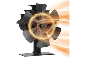 SURIEEN Kaminventilator 6 Flügel Ohne Strom, Ofenventilator für Ofenrohr Wärmebetriebener Lüfter Geräuscharmer Betrieb Ventilator für Holzofen, Kamin