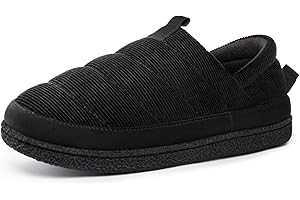 EverFoams Men's Quilted Slippers Soft Comfy Corduroy Closed-back Indoor Outdoor Memory Foam House Shoes