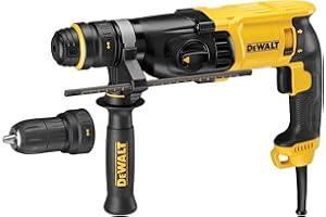 DEWALT D25134K-QS - Martillo Perforador con Cable, 2,8J, Capacidad de Perforación 24 mm Hormigón,13 mm Metal y 30 mm Madera, 3 Modos, Funcionamiento 0-1500 rpm y 5500 golpes/min