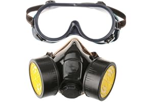 Delmkin Masque de à gaz avec 2 filtres à charbon actif Qualité professionnelle Protection contre la poussière, les pesticides, le formaldéhyde et la peinture