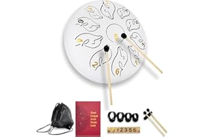 YUENGJGI Tongue Drum, Tamburo in Acciaio, 6 Pollici 11 Toni, Tamburo per Lingua, Handpan, Steel Tongue Drum per la Meditazione Yoga, Terapia del Suono, Bianco