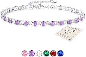 Sfoni Ankle Bracelet for Women, Adjustable Slider Bracelet Anklet with Cubic Zirconia Summer Ankle Chain Anniversary Birthday Graduation Jewellery Gifts for Teen Girls, with Gift Card & Box