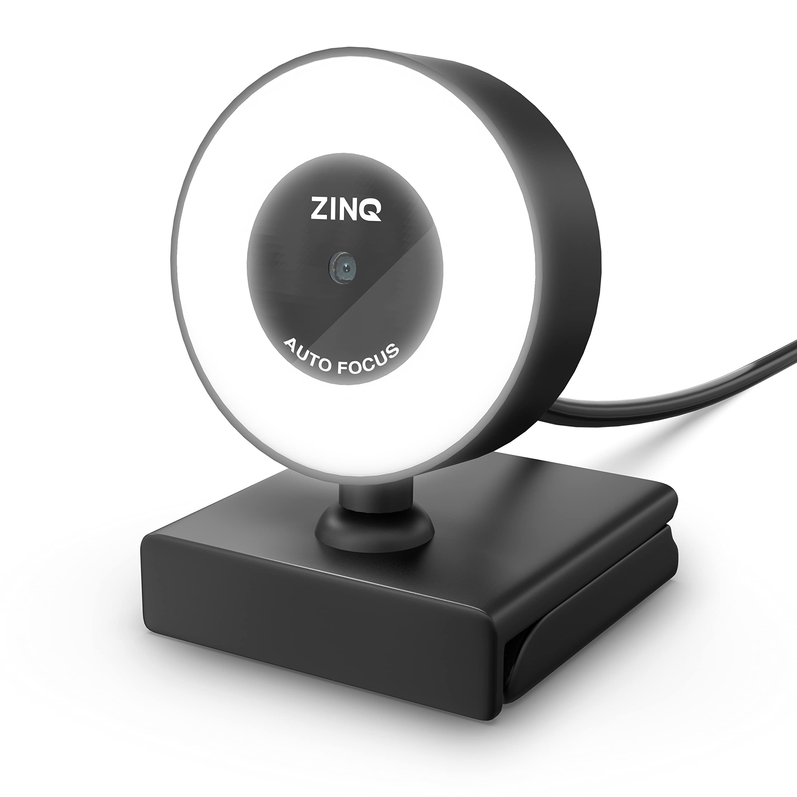 Zinq Technologies Full HD 1080P 2.1 Megapixel 30 FPS Auto Focus Webcam with Ring LED for Night Vision, Web Camera with Built-