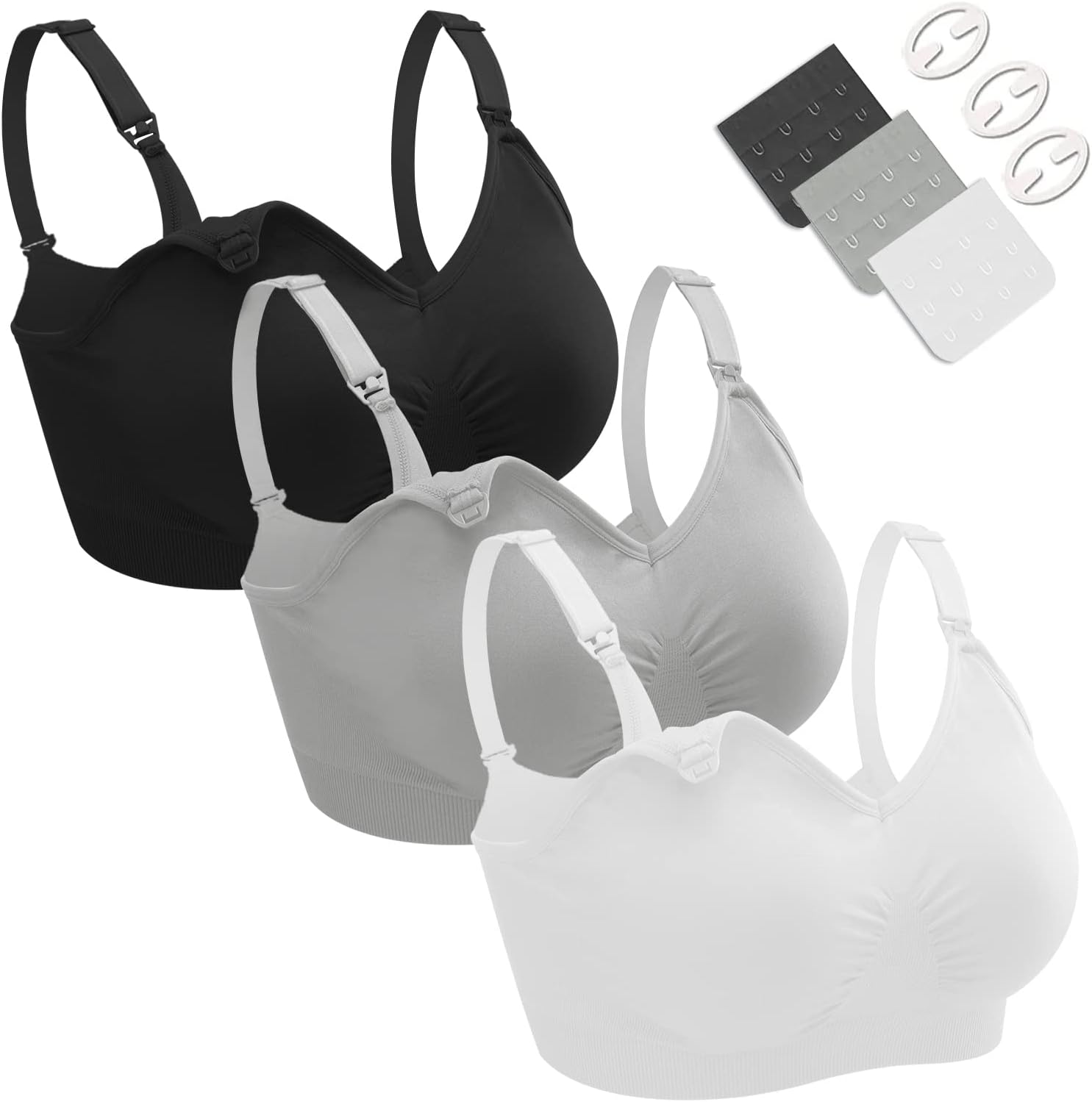 Dresime Sujetadores Lactancia, 3 Piezas Sin Aros Sujetadores de Maternidad Ultra Confort Sujetador Premama para Mujeres con con Extra brazaletes y Ganchos