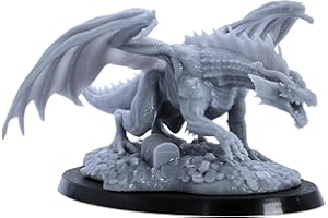 Forged Terrain Young Red Dragon – Classic DnD Monster Miniature | 90x52mm Base | Epic Miniatures | Resin Unpainted Figure for RPGs & Wargames