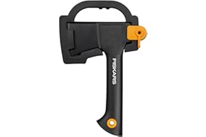 Fiskars Ascia da Campeggio, Solid, Fodero per la Lama e il Trasporto, Rivestimento Antiaderente, Lama in Acciaio/Manico in Plastica Rinforzata con Fibra di Vetro, Nero, A5, 26 cm, 566 g, 1051084