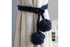 ZHI JIN 1 par de cuerdas doble con diseño de bola hechas a mano, algodón, abrazaderas para atar cortinas