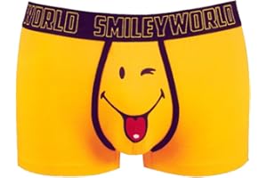 Smiley World Funny Friend lustige Boxershort Unterhose Pant Underwear Geschenk für Herren,Geschenkidee Jungen, lustig witzig frech gelber Smileys 95% Baumwolle AI24103
