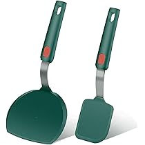 Set 2 Spatole In Silicione Verde Per Cucina - Antiaderenti, Resistente Al Calore Fino A 600°F, Per Pesce E Pancake - Foto 2