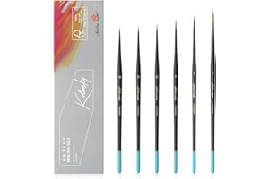 Golden Maple Kolinsky Pinsel - 6 Stück Professional Kolinsky Rotmarder Pinsel für Modellbau & Miniaturmalerei, Detail, Aquarell, Acrylöl (Schwarz-Grün)