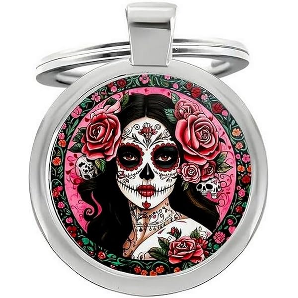 Porte-clés Crâne Mexicain (calavera) Avec Cabochon - Différents Modèles, Fait Main Sur Commande, Neuf Sans étiquettes