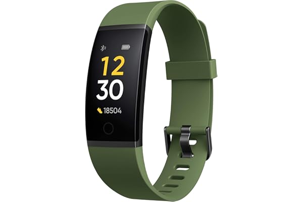 realme Full Colour Screen Band with Touchkey, Real-time Heart Rate Monitor, in-Built USB Charging, IP68 Water Resistant (Gree