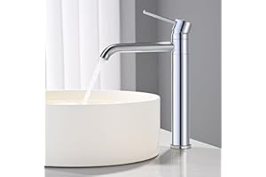Miscelatore Lavabo Alto Girevole a 360°, BuntHaus Rubinetto Monocomando Bagno, Rubinetti Lavabo da Appoggio per Calda e Fredda Regolabile, Aeratore Rimovibile a Risparmio Idrico, Cromato