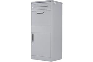 Zelsius Boîte aux Lettres avec Compartiment pour Paquet | RAL9007 Gris | Acier galvanisé revêtu par poudrage avec éléments en Acier INOX | Dispositif Anti-Retour intégré | Montage au Sol
