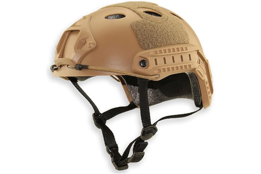 QHIU Tactical Helmet PJ Type Lightweight Protective Fast Helmet for Airsoft Paintball CS Game Outdoor Sport with Goggles (DE-2)