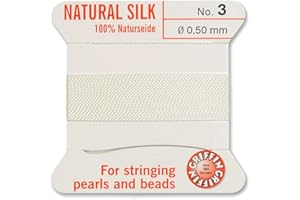 ‎CREATIVE-BEADS Creative-Beads Pearl Thread, Cord for Threading, 2 m Long with Flexible Wire End as Threading Needle, Thickness 0.50 mm, White