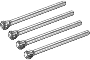 QUARKZMAN Roterande karbid volfram skaft 1/8 tum kulformade roterande fräsar 5 mm dia, för polering snidning hårdmetall legerat stål, 4 st