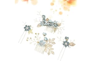 WARMHM 4 Stück Braut-Kopfschmuck für Hochzeit, Hochzeit, Handgefertigt, Modisches Haarkamm-Set, Blumen-Braut-Kopfschmuck, Haarschmuck, Strass-Brautkleid-Accessoires für Frauen und Mädchen