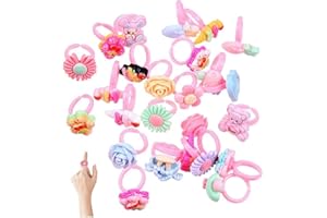 LIPFER Rings Para Niños Para Niñas Para Niños, 20 Piezas Lindas Anillo De Flores Anillos Joyas Anillo De Plástico Para Dedos Para Cumpleaños Princesa