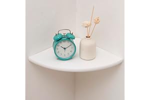 Gieanoo White Corner Shelf, Natural Oak Wood Floating Corner Wall Shelf Round End Shelving Solution Floating Speaker Small Corner Plant Stand for Bedroom,Kitchen, Living Room 9inch