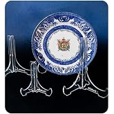3 Adet 18x15cm B&uuml;y&uuml;kBoy Tabak Ayağı 4no &Ccedil;er&ccedil;eve Tabak Sergileme Standı 2li Ge&ccedil;me Model Şeffaf Plastik Dekoratif Plaket Ayağı 