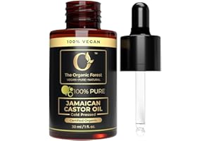 THE ORGANIC FOREST – VEGAN . PURE . NATURAL Organic Black Jamaican Castor Oil - 100% Pure, Cold Pressed, Unrefined - Best for Hair, Skin, Eyebrows & Eyelashes - Helps Thicker, Stronger Hair - Moisturizes Skin - Natural & Vegan