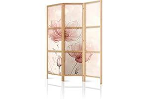 framed concept - Paravento divisorio in legno 135 x 172 cm, 3 pezzi, unilaterale, in stile orientale