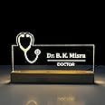 WOWOOD Customized LED Name Plate for Office Desk Table Name Sign Birthday Gift For Doctor Physician Neurologist Pathologist Orthopedic Consultant Size (10 x 6 inch) (For Doctor Design 2)