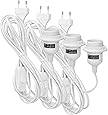 kwmobile 3x E27 Lampenfassung mit Schalter - E27 Fassung Weiß mit 3,5m Netzkabel Schraubring Schalter - Lampenaufhängung Pendelleuchte Hängelampe