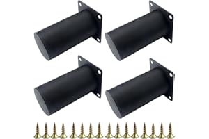 Roellgs furniture feet, round black metal sofa feet, cabinet feet with mounting screws for home office beds and worktops (10 cm) (10cm)