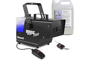 beamz Rage1000 Snow Machine with Remote and 5L Fluid, Versatile Indoor/Outdoor Fake Snow Machine for Party and Festive Occasions, Efficient Foam Technology