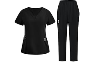 SLXBEAR Scrubs Uniforms Women Set UK Two Piece Outfit Solid Color Lounge Wear Set Workwear Beauty Tunics Womens Tracksuits Nurse Trouser Uniform