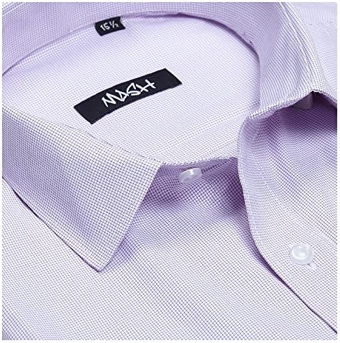 Men's Formal Long Sleeve Shirts - Casual Shirts/Dress Shirts - Purple- Micro Checked Shirts -16.5