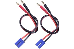 FLY RC 2Pcs Cable de Carga de Batería EC5 Conector EC5 Macho a 4 mm Bullet Banana Plugs Cable de Cargador Cable de Adaptador de Plomo 12AWG para Batería RC Lipo