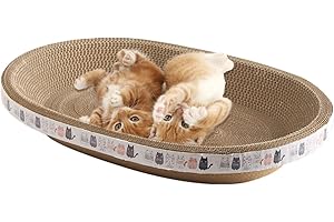 LEVABE Cama rascadora para Gatos | Tablero rascador para Gatos | Cartón Ovalado/Redondo del Cuenco del rascador del Gato, Almohadilla rasguño Juguete Nido rasguño Gato para Gatito los Gatos Interior