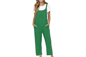 GENERISCH Damen-Overall, lässig, lockere Latzhose, weiche Baumwolle, Leinen, lässig, Baggy-Leinen-Jumpsuits, elegante Overalls, lockere Latzhose, Strampler, UK-Größe, Büro, Arbeitskleidung, Hose, Verkauf