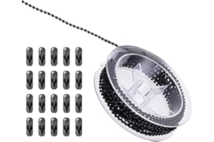 HJDJBD Catena a sfere in acciaio inox, 5 m, colore nero, con 20 catene a sfere, catena a rulli da 2 mm, con connettori, catena in acciaio inox, catena di estensione, produzione fai da te, catena a maglie e