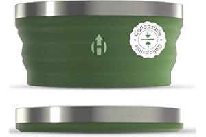 HYDAWAY Collapsible Bowl - 1 Quart (950ml) I Large Collapsible Bowls for Camping, RV, Hiking, Backpacking, Travel, Kids & Pets, Portable Dog Water Bowl, Silicone Bowls Collapse to 1-inch, Steel Rim