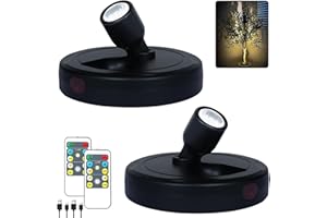 HAMVIDNE LED Spotlights, Rechargeable Battery Picture Lights, Uplighting Indoor, Spot Light with Remote, Plant & Wall Art Display Dartboard Closet Spotlight-Black