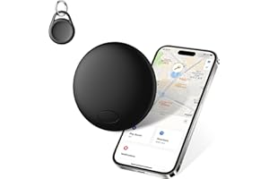 AICPAN Smart Tracker Tag Nero - 1 Pezzi Localizzatori GPS compatibile con Apple Dov'è (Solo iOS), per Portafogli, Chiavi, Zaini, Bagagli, Segnale Acustico, Posizionamento Globale, Batteria Sostituibile