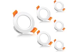 LEDLightsWorld 2 Inch LED Recessed Lighting, Dimmable Downlight Ceiling Light, 3W(35W Halogen Equivalent), Daylight White 5000K, CRI80 with LED Driver, 6 Pack