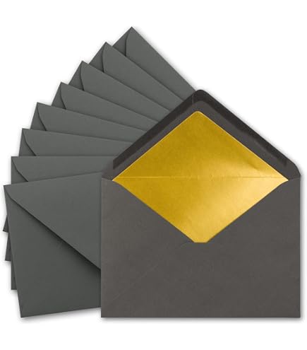 10 Sobres DIN C5 De Papel Kraft Marrón Con Forro Dorado - Serie Umwelt, Reciclados