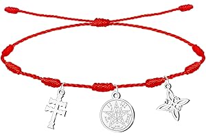 cotigo Pulsera 7 Nudos con Tetragramatón y Nudo de Bruja en Acero Inoxidable｜Amuleto de Protección, Suerte y Energía Positiva｜Regalo para Mujer y Hombre