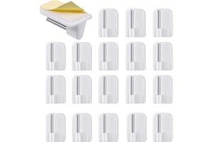 BDBF 20Pcs Key Pendant Door Back Hook, Plastic Net Curtain Rod Self Adhesive Hooks, White for Pole Support in Bathroom Bedroom Kitchen
