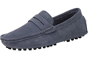 Jamron Uomo Pelle Scamosciata Penny Mocassini Comfort Scarpe da Guida Pantofole