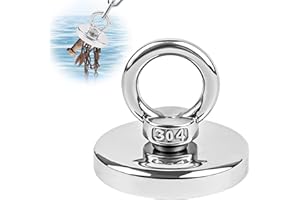 UWOBEFO Imán Neodimio Potente Redondo 1 Pieza - Acentor con Perno de Ojo de Elevación 55Kg Fuerza de Tracción para Pesca Magnética 42mm