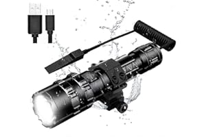 Iriisy Kit de Linterna LED Alta Potencia Recargable 1600 LM Brillante Antorcha Táctica Linterna de Mano 5 modos 500 metros Impermeable con cargador USB y modo SOS (batería incluida)