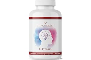 ‎VITACONCEPT PRAXIS FÜR ANTI-AGING-MEDIZIN Veganes L-Tyrosin I 240 hochdosierte Kapseln I 1000 mg pro Tagesdosis I reine Aminosäure aus pflanzlicher Fermentation I laborgeprüft I 4 Monate Reichweite I in Deutschland produziert I Vitaconcept